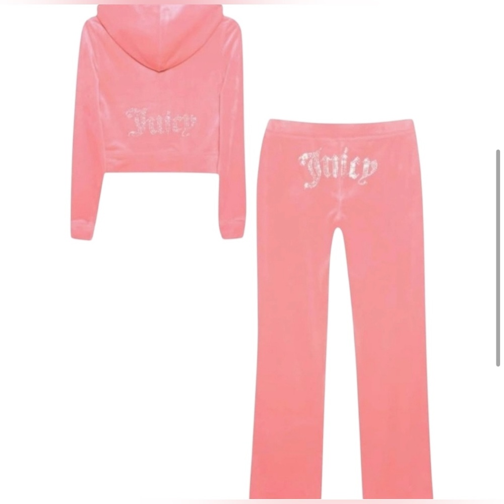 NWT ⚜️💖⚜️ Juicy  Couture  2 Piece Classic Velour Tracksuit - Strawberry Ice - Picture 4 of 7